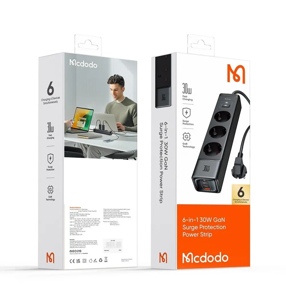 MCDODO CH-0620 6 IN 1 GAN 30W HIZLI ŞARJ CİHAZI - SİYAH - Görsel 9