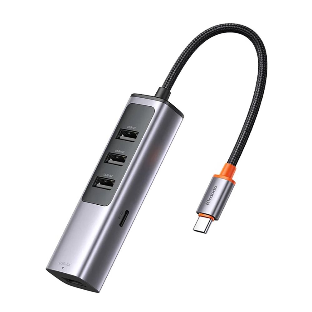 MCDODO HU-1120 1XTYPE-C + 4XUSB 3.0 ÇOKLAYICI ADAPTÖR - GRİ Resim