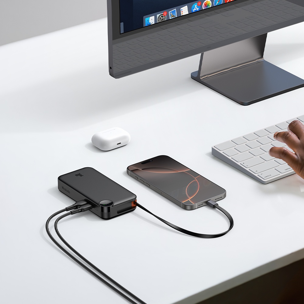 MCDODO MC-3870 10000mAh 30w A+c Dijital Göstergeli Powerbank (Dahili Type-c Geri Çekilebilir Kablo) - Görsel 5