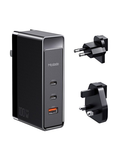 MCDODO CH-8101 100w GaN Serisi 3 Port Başlıklı 1xusb 2xtype-c Girişli Universal Şarj Adaptörü- Siyah - Görsel 1