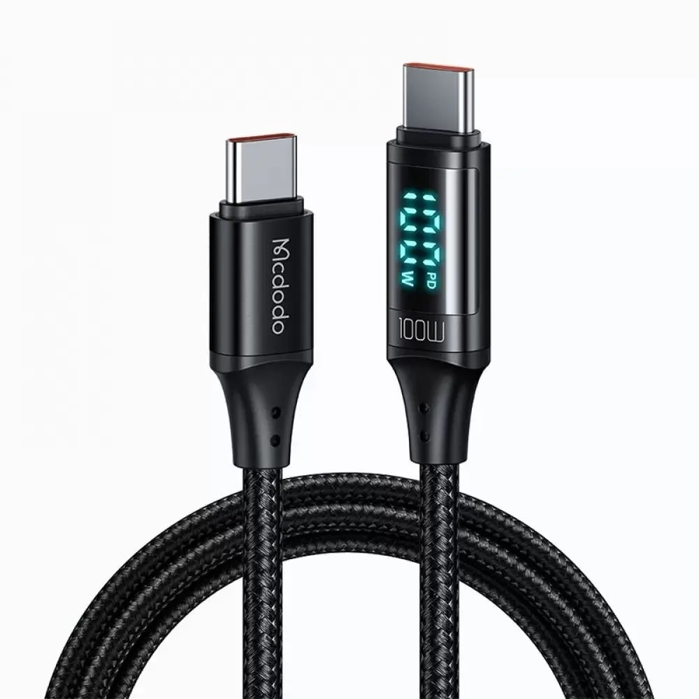 MCDODO CA-1100 100W TYPE-C TO TYPE-C DİJİTAL GÖSTERGELİ DATA-ŞARJ KABLOSU 5A 1.2M - Görsel 2