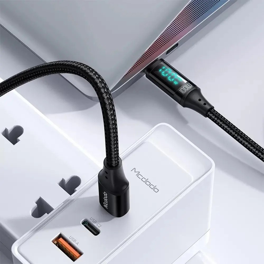 MCDODO CA-1100 100W TYPE-C TO TYPE-C DİJİTAL GÖSTERGELİ DATA-ŞARJ KABLOSU 5A 1.2M - Görsel 4