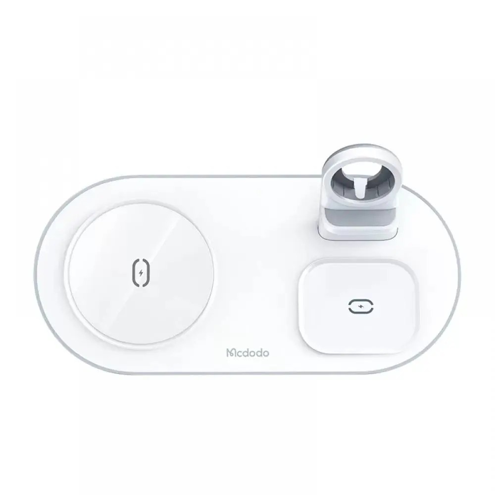 Mcdodo CH-7060 3in1 15W Çoklu Magsafe Tws Kulaklık,Watch Saat ve Telefon Şarj Ünitesi-Beyaz - Görsel 2